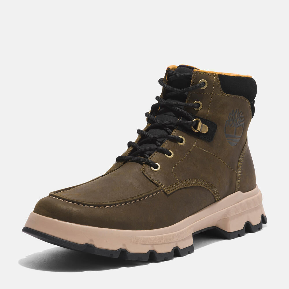 Timberland Originals Ultra Waterproof Mid Boot for Men in Dark Khaki. Dark khaki waterproof mid-cut boot for men. Modern design with comfortable fit. Ideal for casual wear and outdoor adventures.