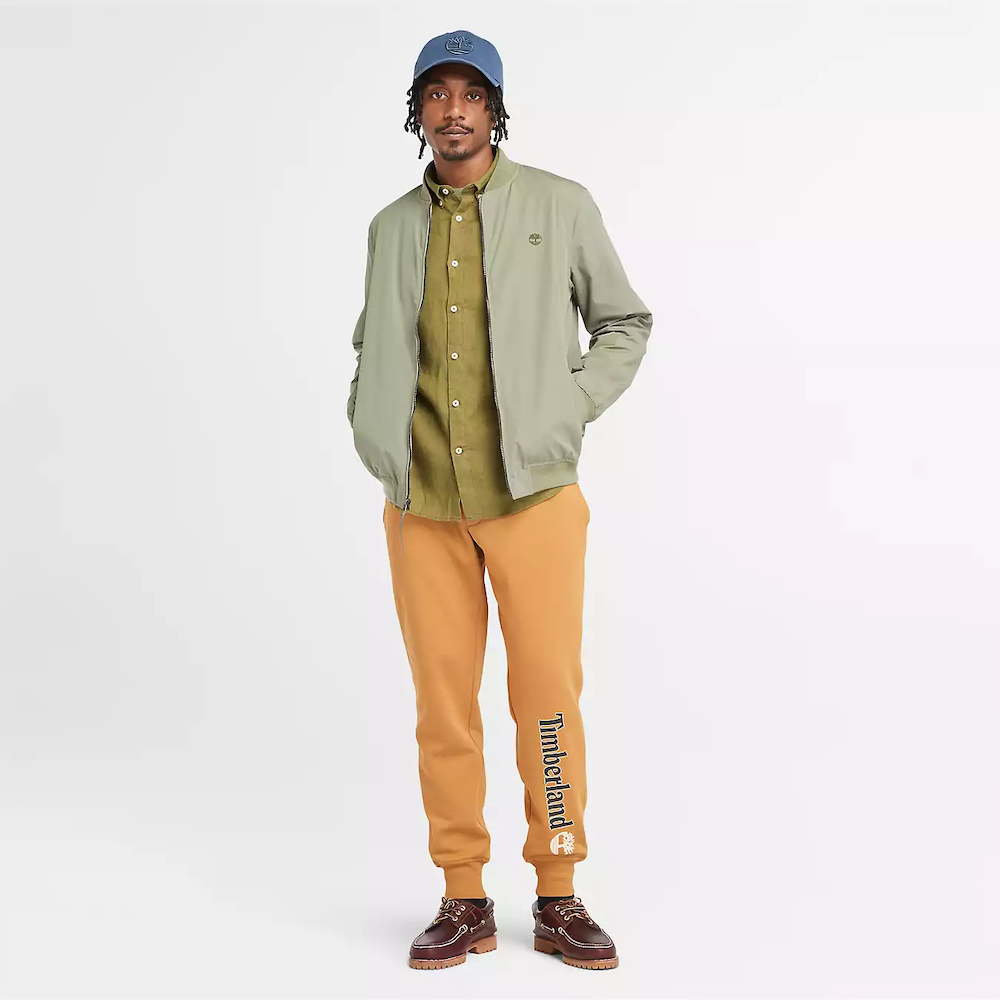 TIMBERLAND KENNEBEC RIVER LINEAR LOGO SWEATPANTS FOR MEN IN WHEAT