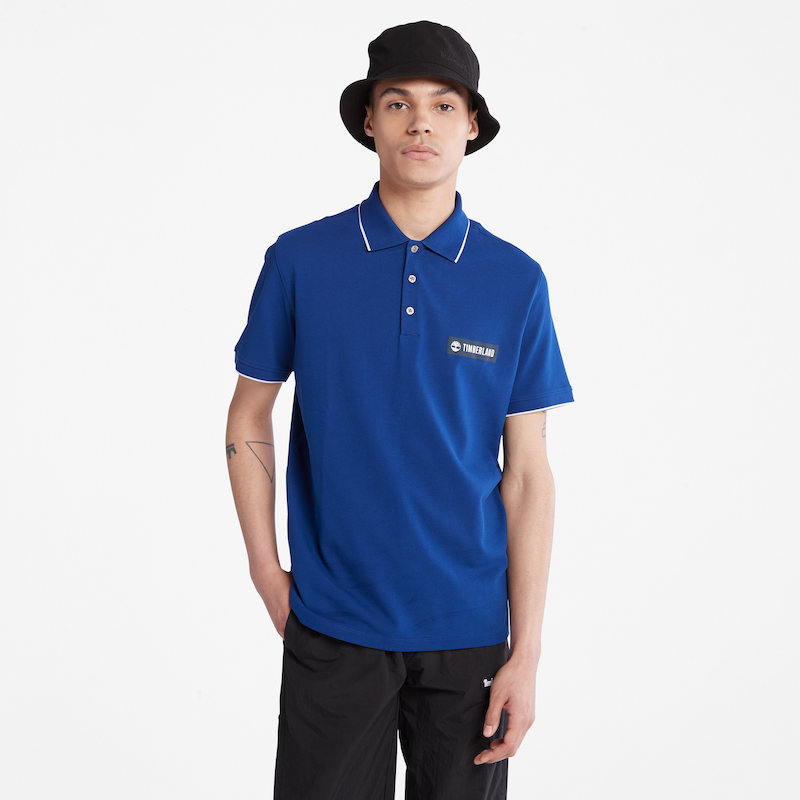 TIMBERLAND BRAND CARRIER POLO SHIRT FOR MEN IN BLUE