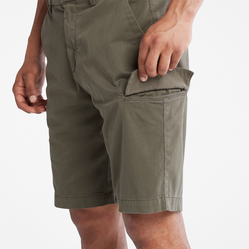 TIMBERLAND SQUAM LAKE ULTRASTRETCH CARGO SHORTS FOR MEN IN ARMY GREEN