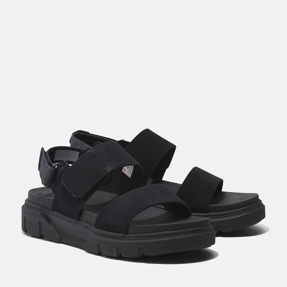 Timberland Greyfield Two-Strap Sandal for Women.  Women's leather sandal with two straps, comfortable footbed, and durable construction. Ideal for warm weather adventures.