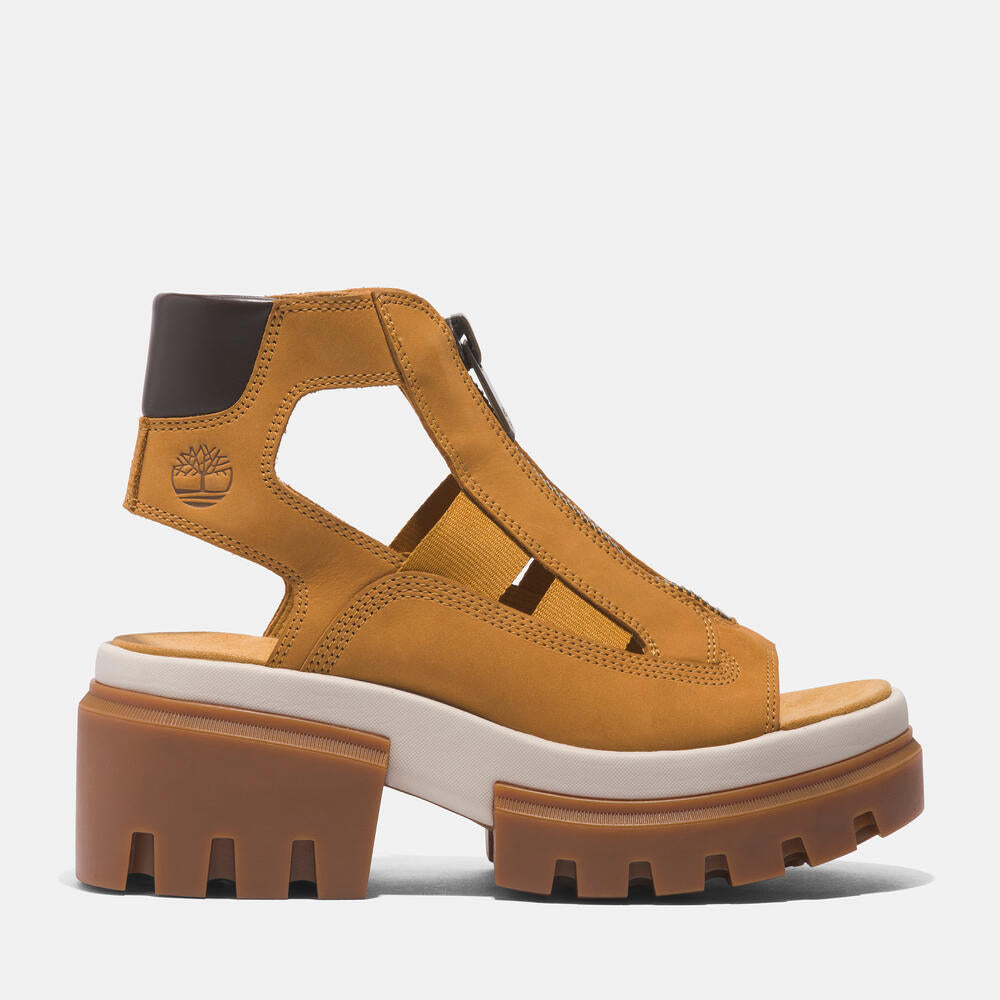 Timberland® Women's Everleigh Gladiator Sandal. Leather gladiator sandal with multiple straps, comfortable cushioning, and durable outsole. Versatile for casual wear and urban adventures.