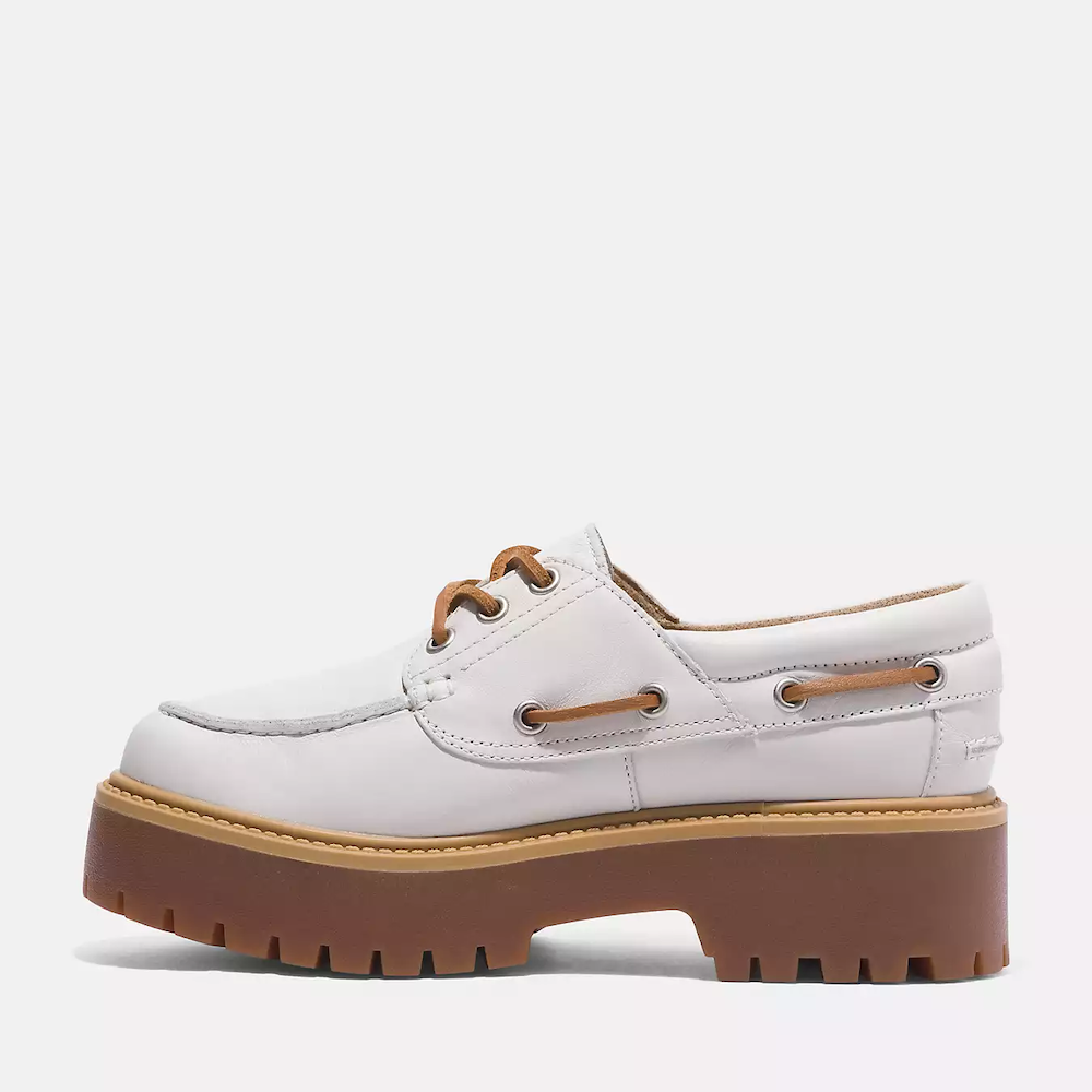 TIMBERLAND STONE STREET BOAT SHOE FOR WOMEN IN WHITE