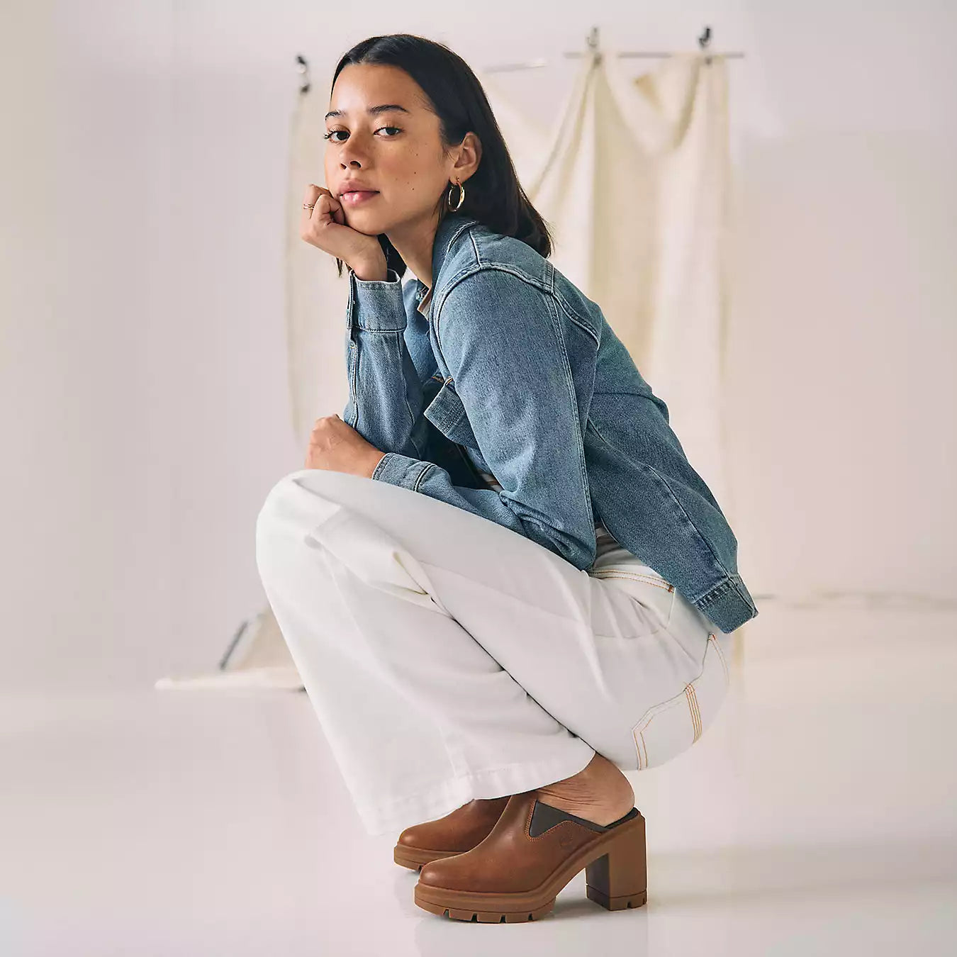 TIMBERLAND ALLINGTON HEIGHTS HEELED CLOG SHOE FOR WOMEN IN BROWN