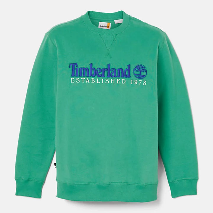 TIMBERLAND EST. 1973 LOGO CREW SWEATSHIRT FOR ALL GENDER IN GREEN