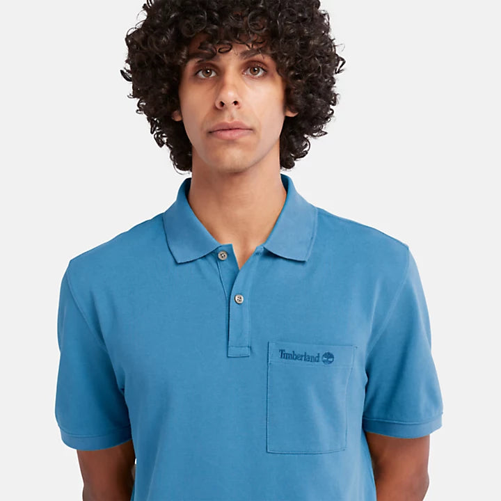 TIMBERLAND POCKET POLO SHIRT FOR MEN IN BRIGHT BLUE