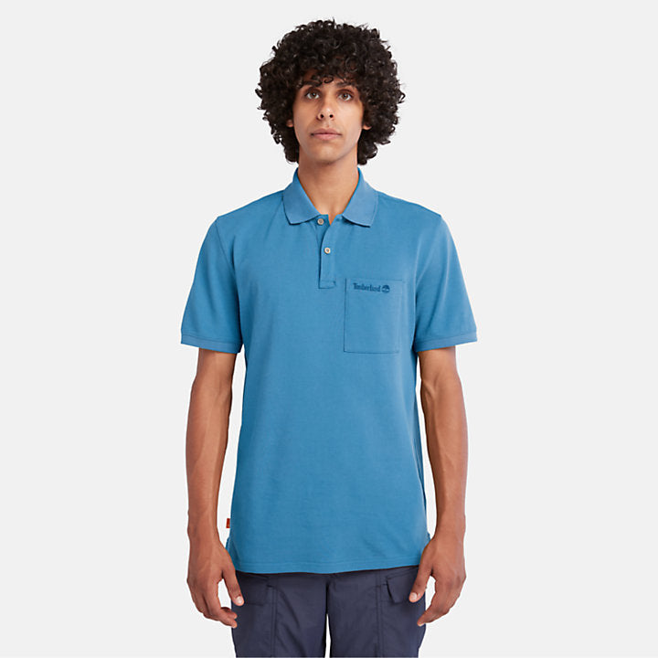 TIMBERLAND POCKET POLO SHIRT FOR MEN IN BRIGHT BLUE