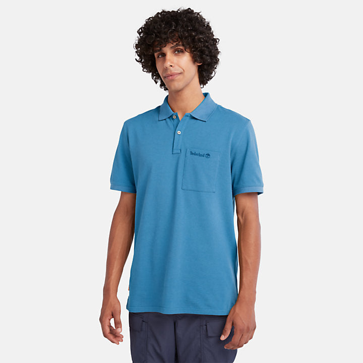 TIMBERLAND POCKET POLO SHIRT FOR MEN IN BRIGHT BLUE