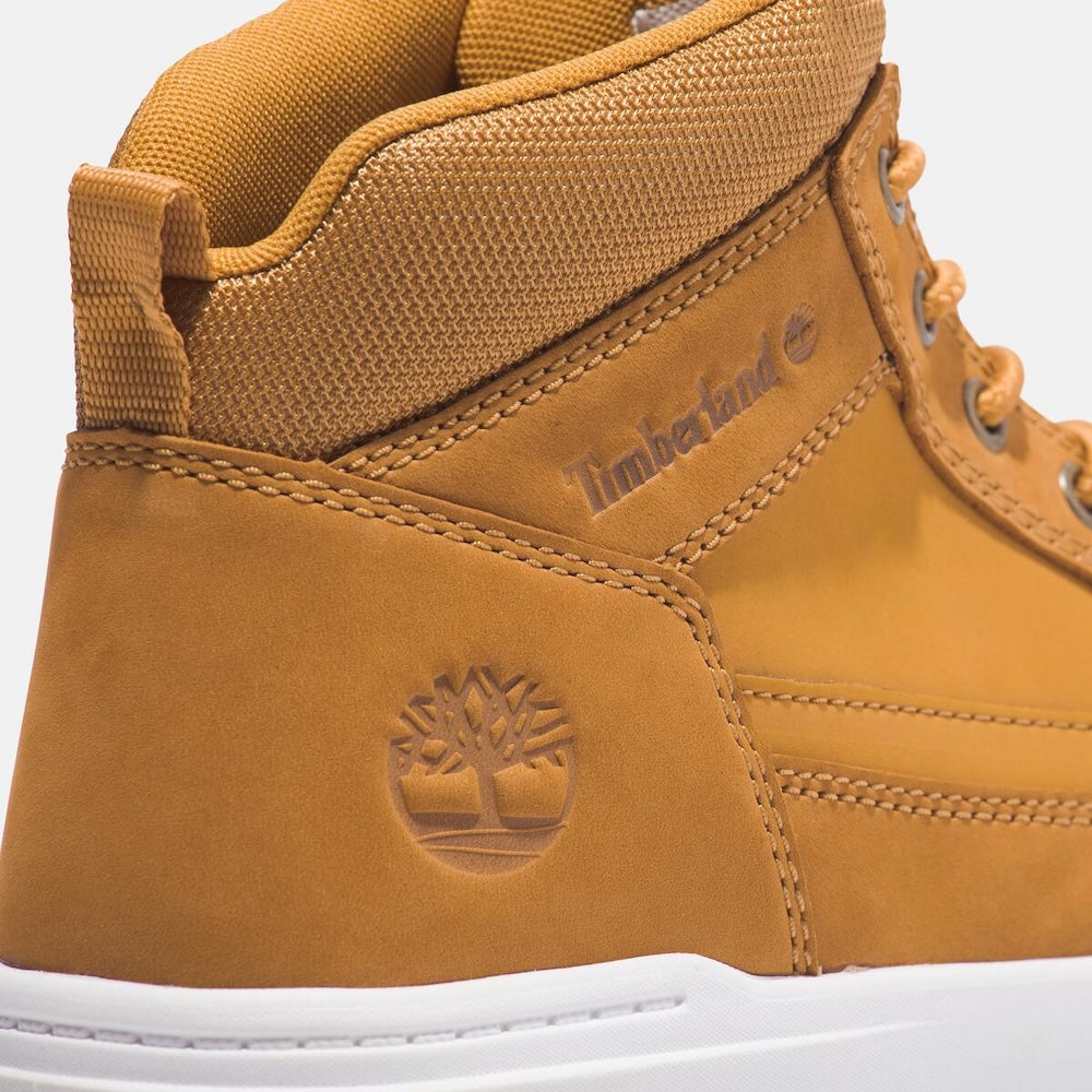 Wheat Timberland€š® Allston Mid Sneaker for Men. Leather upper for durability. Recycled lining for sustainability. Lace-up closure. Comfortable midsole. Wheat color. Versatile style.