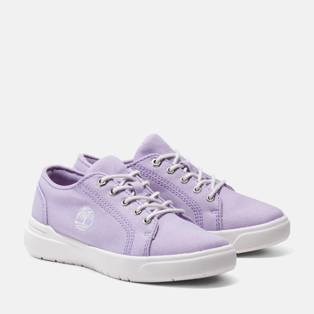 TIMBERLAND SENECA BAY LOW LACE-UP CANVAS SNEAKER FOR YOUTH IN LILAC