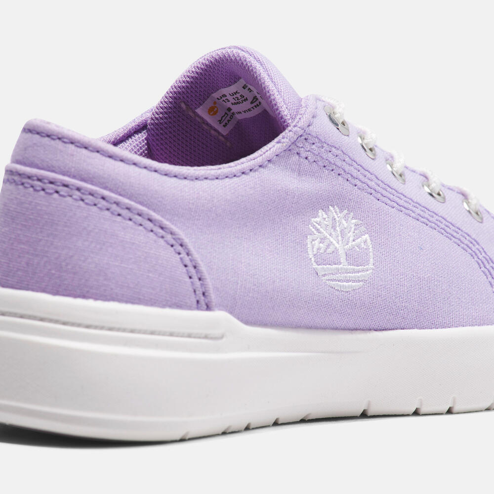 TIMBERLAND SENECA BAY LOW LACE-UP CANVAS SNEAKER FOR YOUTH IN LILAC