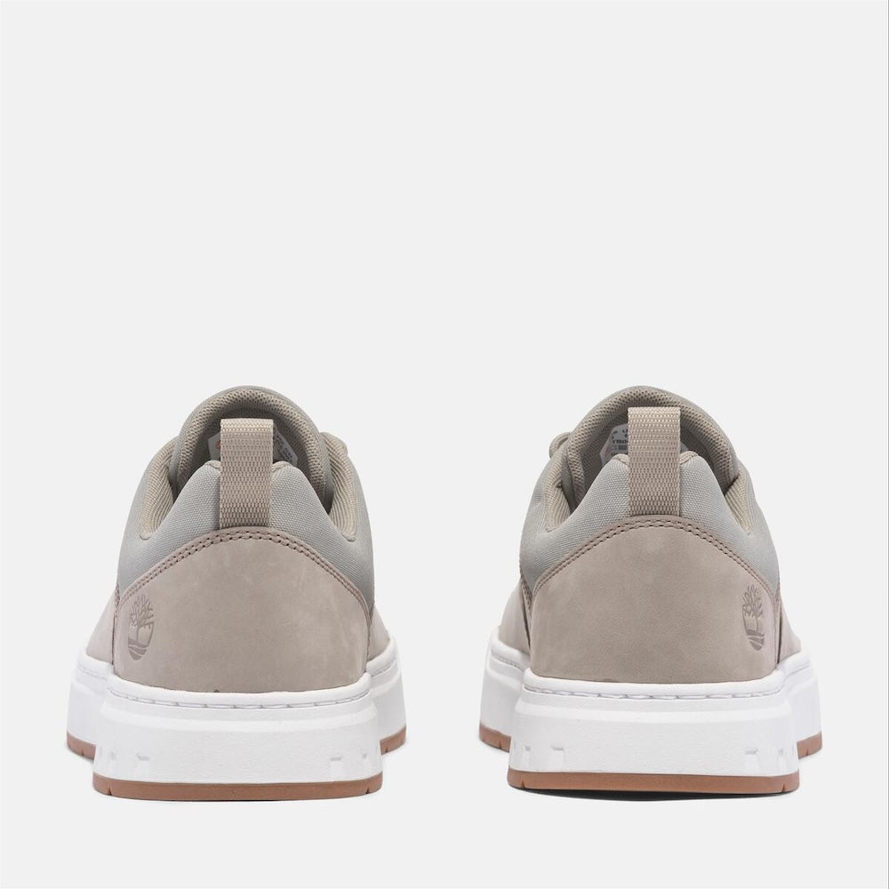 Timberland¡ Maple Grove Low Lace Up Sneaker for Men. Light taupe colored full grain leather sneaker with lace-up closure, comfortable lining made with recycled materials, and rubber outsole for traction. Perfect for everyday wear.