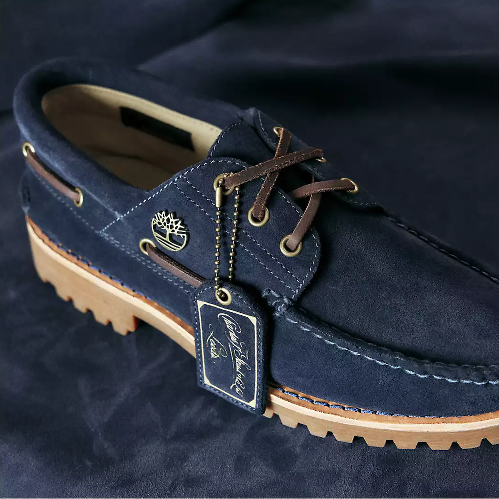 Indigo suede Timberland® C.F. Stead™ Boat Shoe. Premium suede for quality and style. Handsewn construction for comfort. Classic boat shoe silhouette. Pairs well with chinos, linen pants, or jeans.