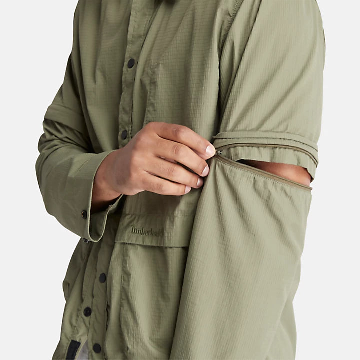 TIMBERLAND DURABLE WATER REPELLENT 2-IN-1 OVERSHIRT FOR MEN IN MUTED KHAKI GREEN