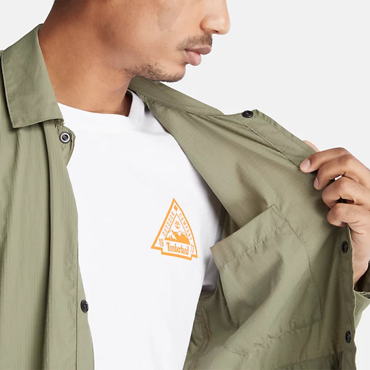 TIMBERLAND DURABLE WATER REPELLENT 2-IN-1 OVERSHIRT FOR MEN IN MUTED KHAKI GREEN