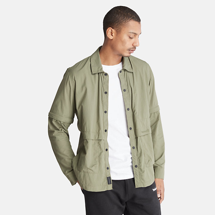 TIMBERLAND DURABLE WATER REPELLENT 2-IN-1 OVERSHIRT FOR MEN IN MUTED KHAKI GREEN