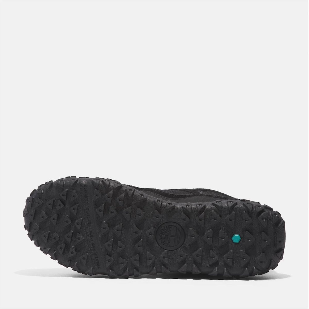 Black Timberland¡ GreenStrideMotion 6 Low Gore-Tex Hiker for Men. Premium waterproof nubuck leather and ReBOTLfabric upper for durability and sustainability. GreenStridecomfort sole for eco-conscious cushioning. Gore-Tex membrane for waterproof protection. Durable rubber outsole for traction. Supportive low-cut design