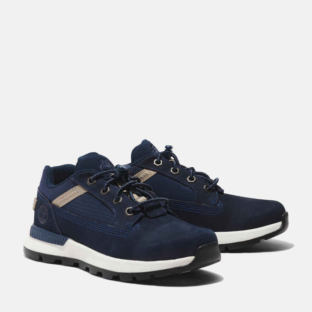 Navy Timberland® Killington Trekker Sneaker for Junior. Premium nubuck leather upper for durability and style. Breathable mesh panels. Padded collar for comfort. OrthoLite® footbed for cushioning.