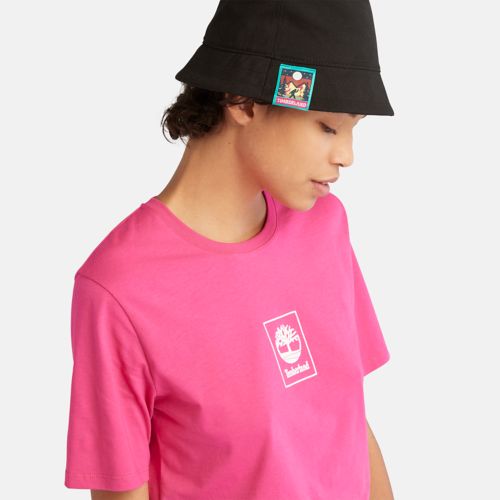 TIMBERLAND STACK LOGO T-SHIRT FOR WOMEN IN BRIGHT PINK