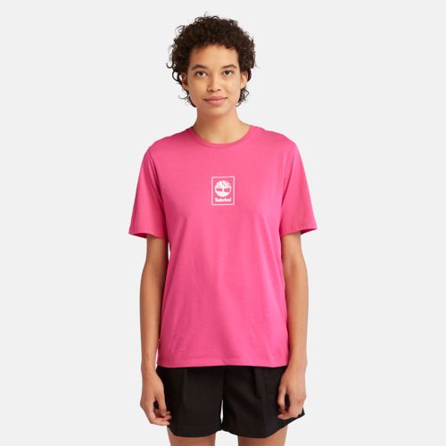 TIMBERLAND STACK LOGO T-SHIRT FOR WOMEN IN BRIGHT PINK