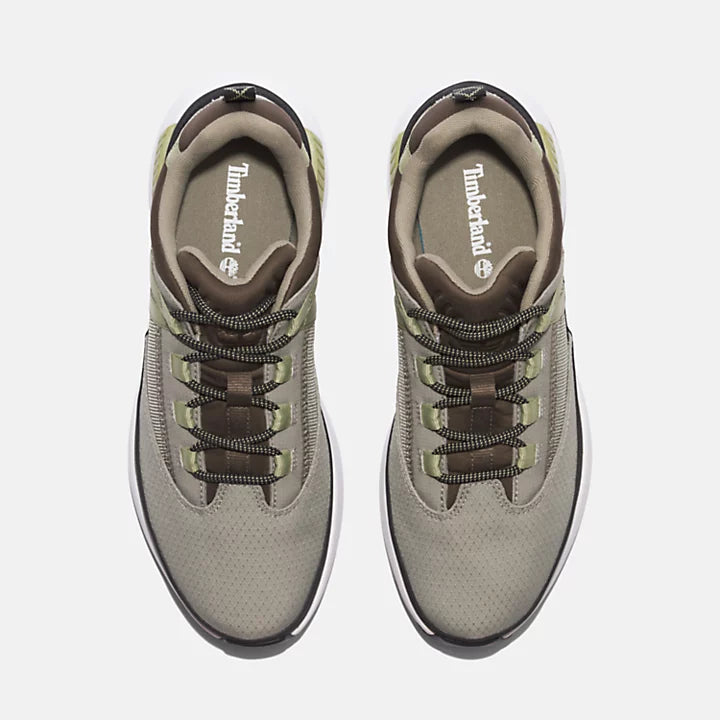 Light taupe Timberland‚® Euro Trekker Lace-Up Trainer for Men. Upper with recycled materials for eco-conscious design. Breathable mesh lining for comfort. Lightweight OrthoLite‚® footbed for cushioning. Compression-molded EVA midsole for flexibility. Lace-up closure for secure fit.