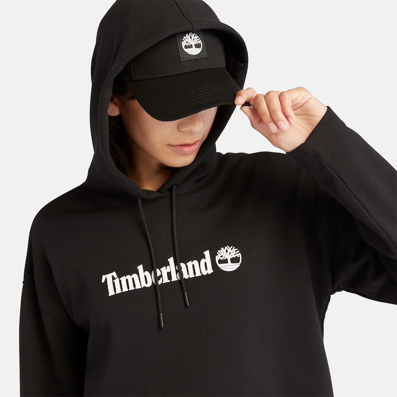 Linear Logo Relaxed Fit Cropped Hoodie For Women