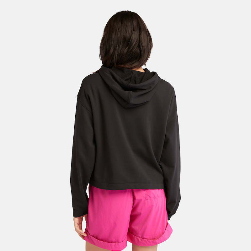 Linear Logo Relaxed Fit Cropped Hoodie For Women