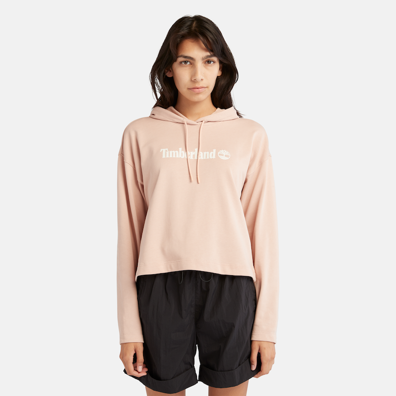 Linear Logo Relaxed Fit Cropped Hoodie For Women