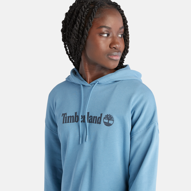 Linear Logo Relaxed Fit Cropped Hoodie For Women