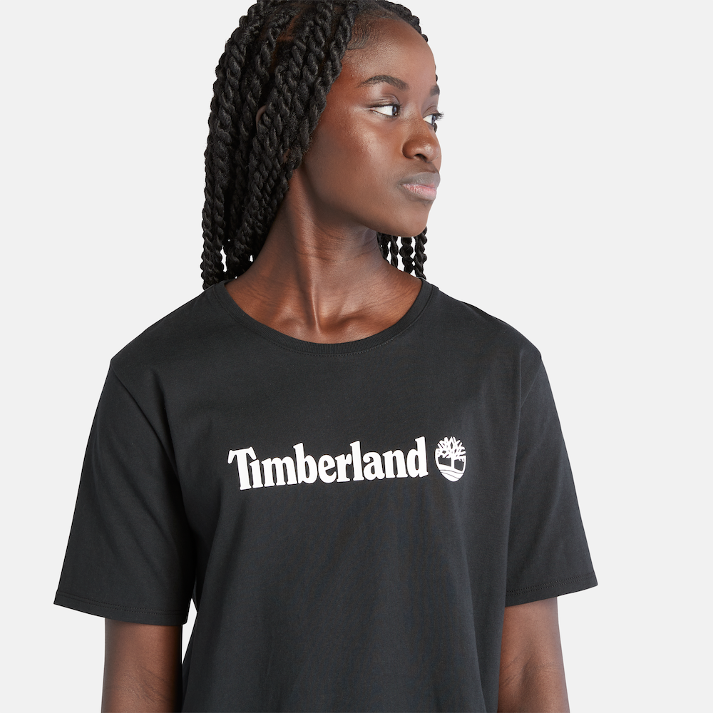 TIMBERLAND LOGO SHORT SLEEVE TEE FOR WOMEN IN BLACK