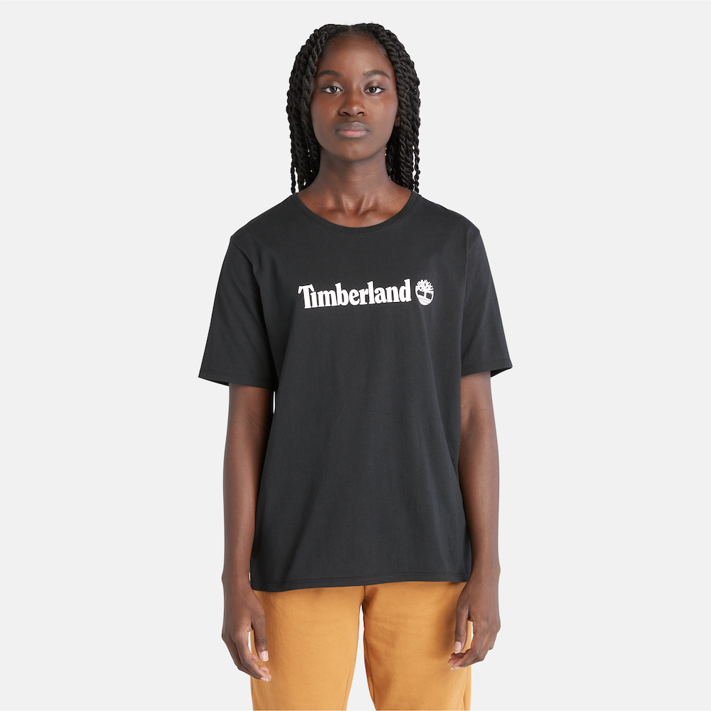 TIMBERLAND LOGO SHORT SLEEVE TEE FOR WOMEN IN BLACK