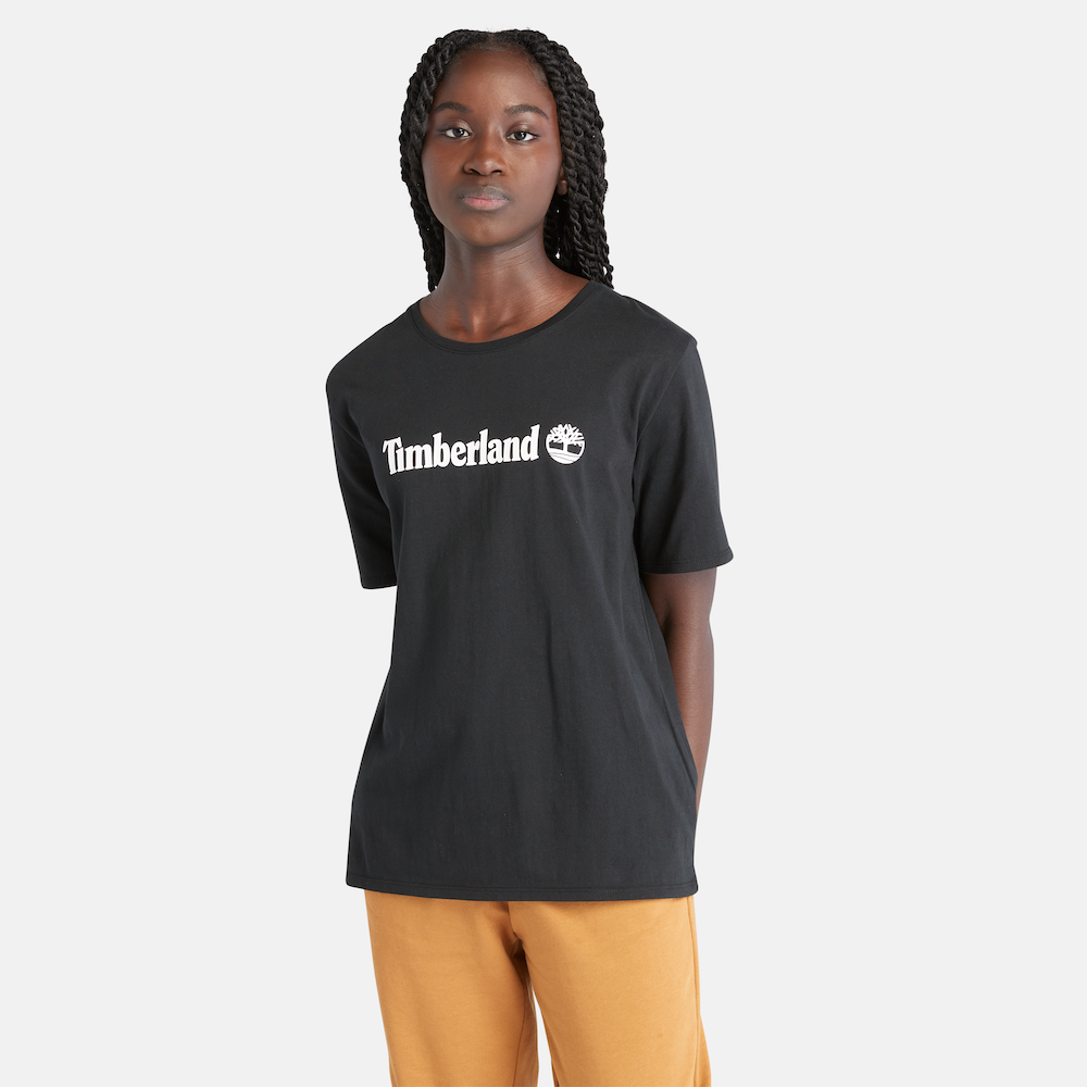 TIMBERLAND LOGO SHORT SLEEVE TEE FOR WOMEN IN BLACK