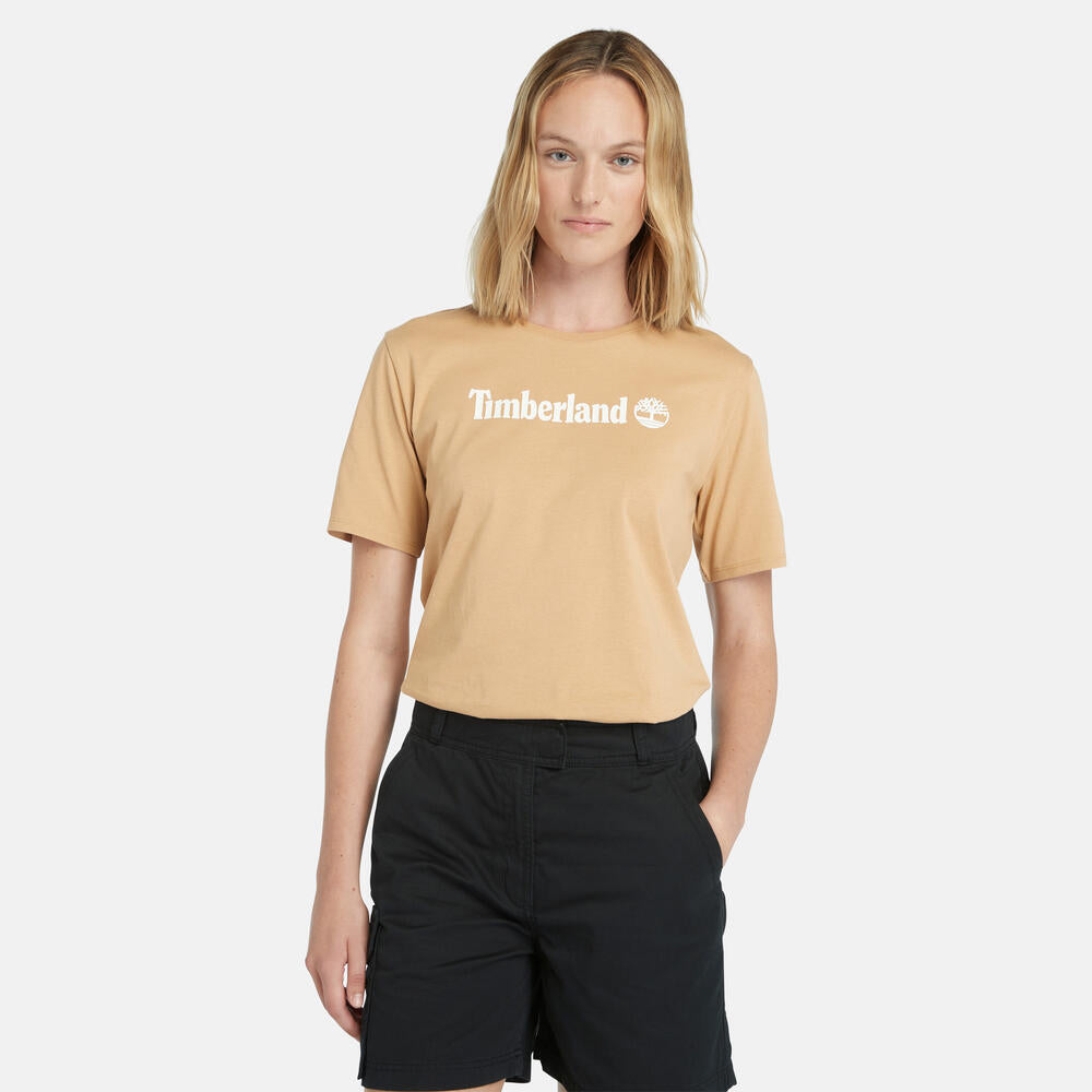 Timberland® Northwood T-Shirt for Women in Wheat. Wheat-coloured t-shirt for women, crafted from high-quality materials for comfort. Designed for everyday wear with a stylish design and relaxed fit. Versatile for casual looks or layering.