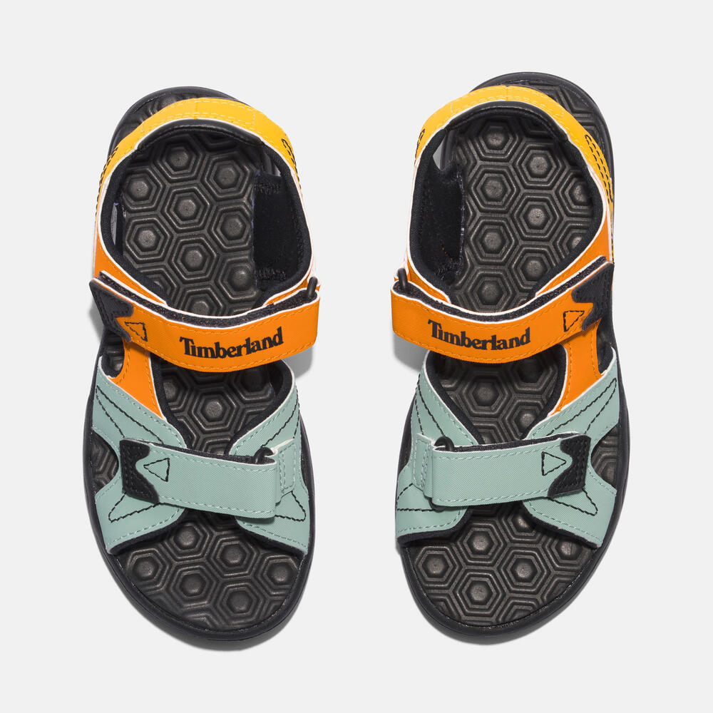 Timberland Adventure Seeker Two-Strap Sandal for Youth. Comfortable and durable sandals for kids with two adjustable straps. Perfect for outdoor adventures.