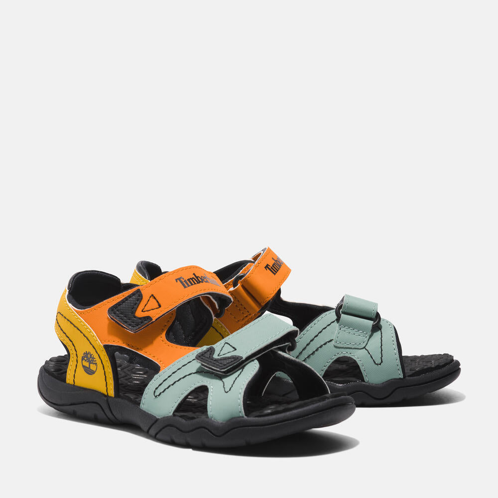Timberland Adventure Seeker Two-Strap Sandal for Youth. Comfortable and durable sandals for kids with two adjustable straps. Perfect for outdoor adventures.