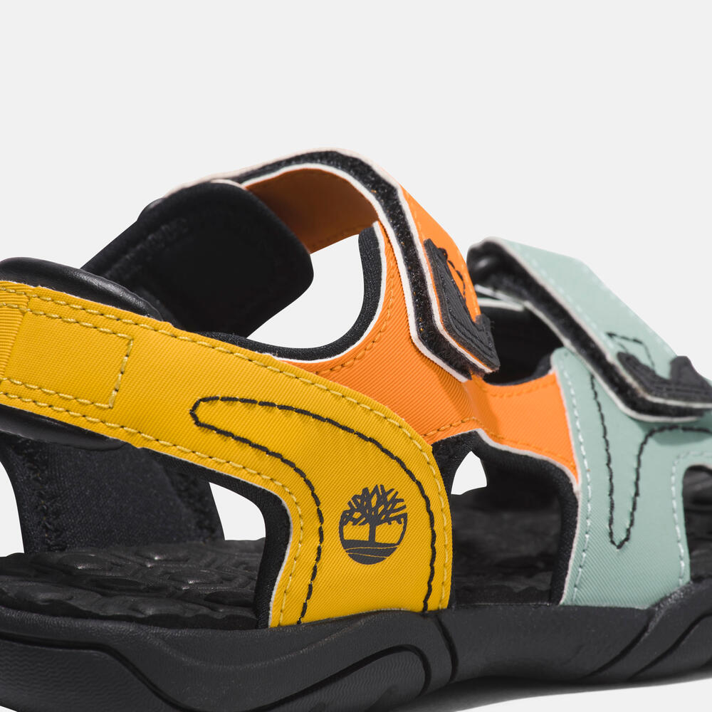 Timberland Adventure Seeker Two-Strap Sandal for Youth. Comfortable and durable sandals for kids with two adjustable straps. Perfect for outdoor adventures.