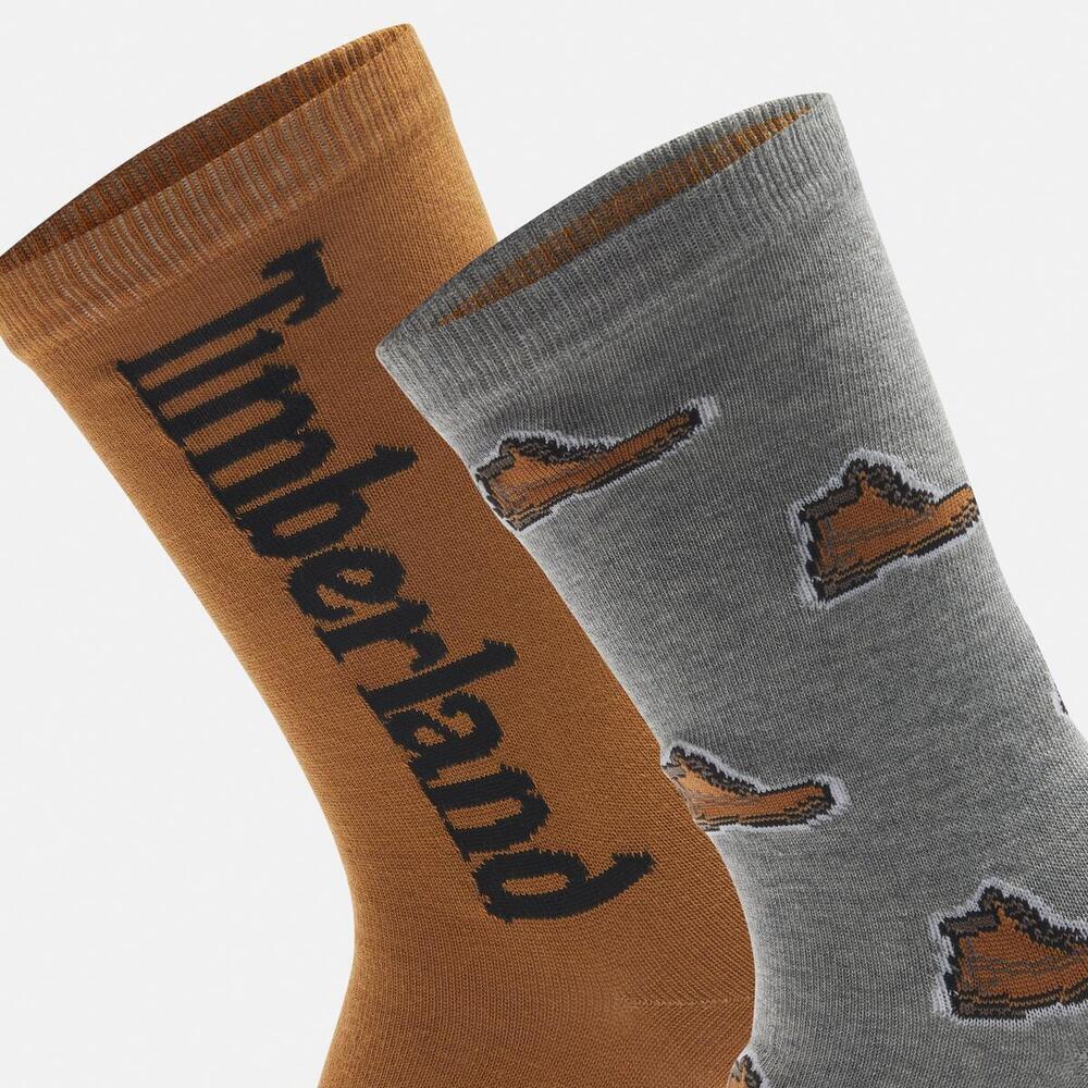 2 Pack Boot Print Crew Socks