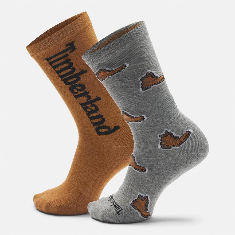 2 Pack Boot Print Crew Socks