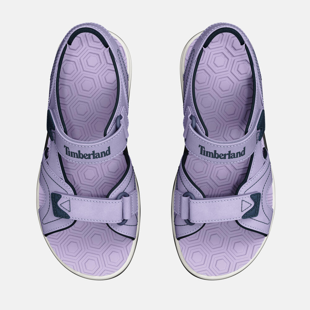 Timberland Adventure Seeker Two-Strap Sandal for Toddler in Light Purple. Soft purple toddler sandals with two straps, designed for comfort and durability. Perfect for outdoor adventures.