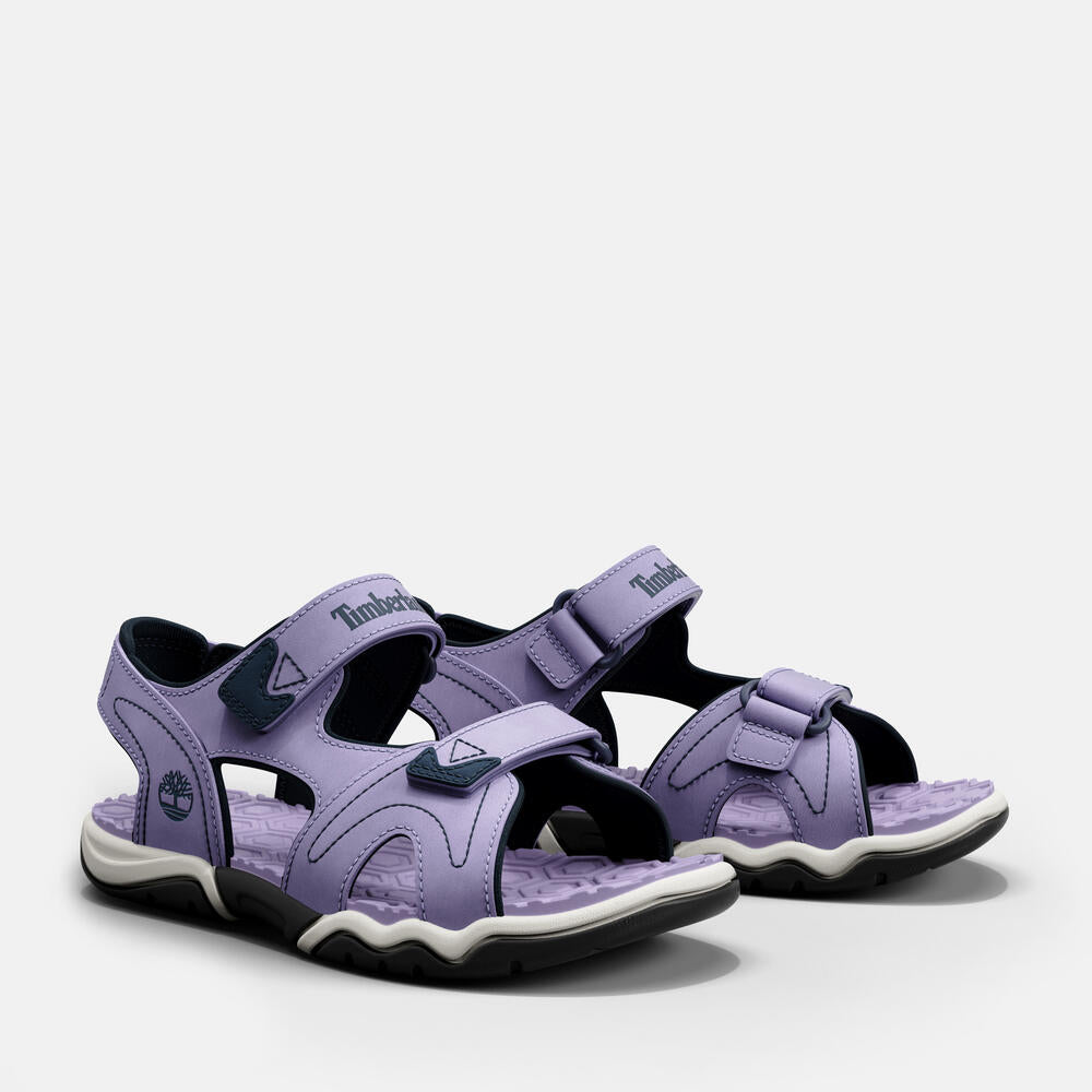 Timberland Adventure Seeker Two-Strap Sandal for Toddler in Light Purple. Soft purple toddler sandals with two straps, designed for comfort and durability. Perfect for outdoor adventures.