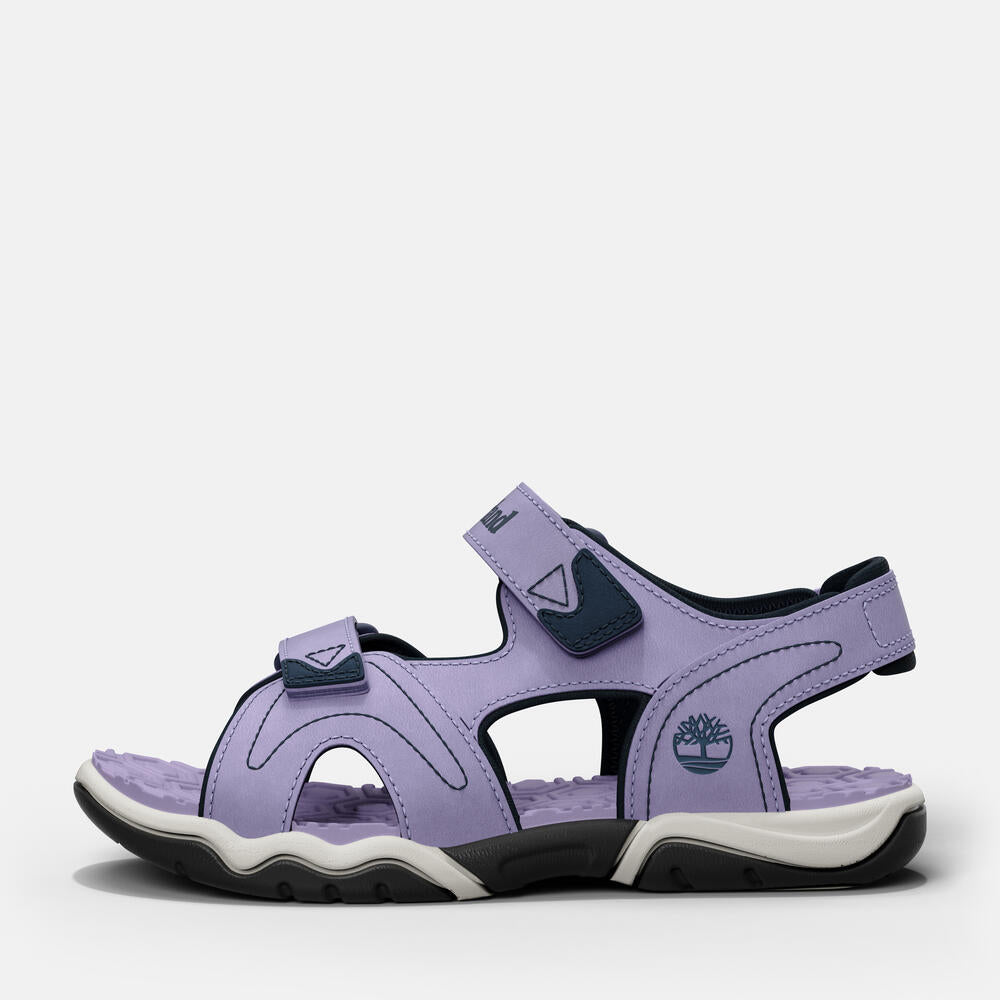 Timberland Adventure Seeker Two-Strap Sandal for Toddler in Light Purple. Soft purple toddler sandals with two straps, designed for comfort and durability. Perfect for outdoor adventures.
