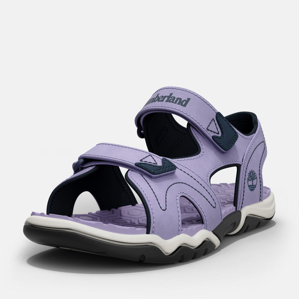 Timberland Adventure Seeker Two-Strap Sandal for Toddler in Light Purple. Soft purple toddler sandals with two straps, designed for comfort and durability. Perfect for outdoor adventures.