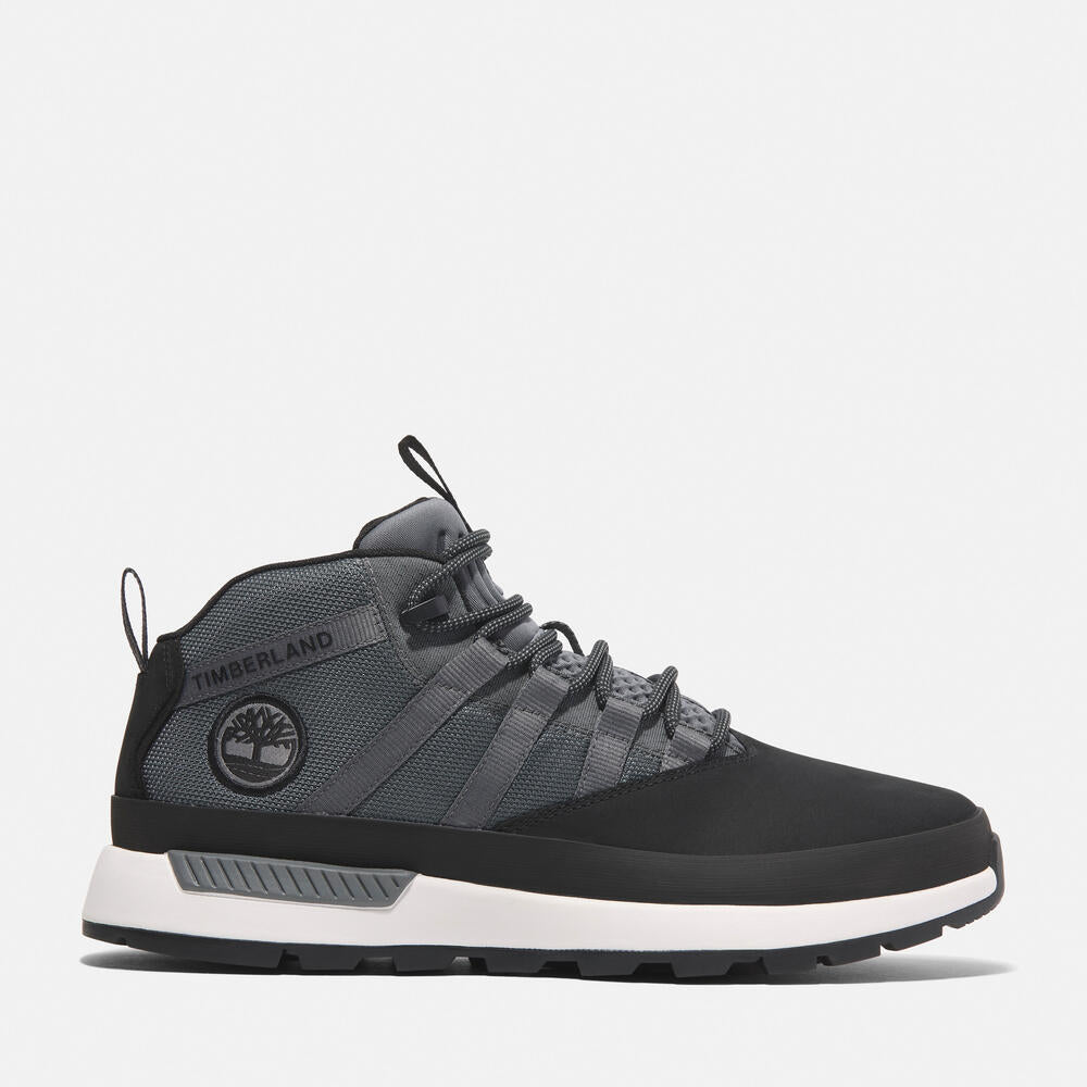 Timberland Euro Trekker Low Lace-Up Sneaker for Men in Black/Grey. Black and grey sneaker with lace-up closure. Comfortable and stylish for everyday wear.