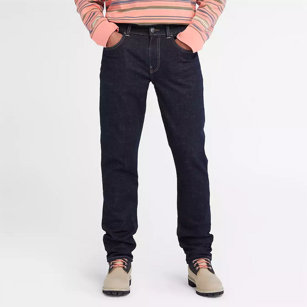 Stretch Core Indigo Denim Slim Fit Pant For Men In Indigo