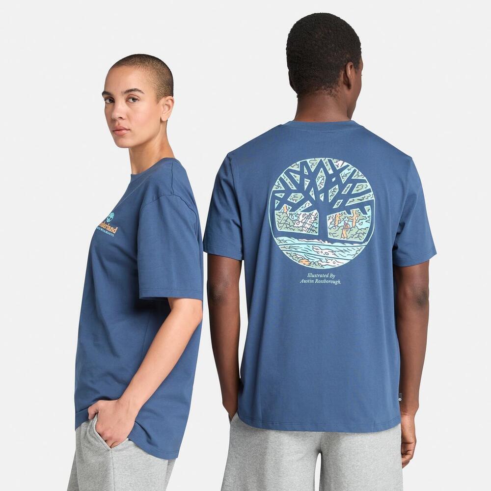 Illustrated Tree Logo Back Graphic T-Shirt For Men