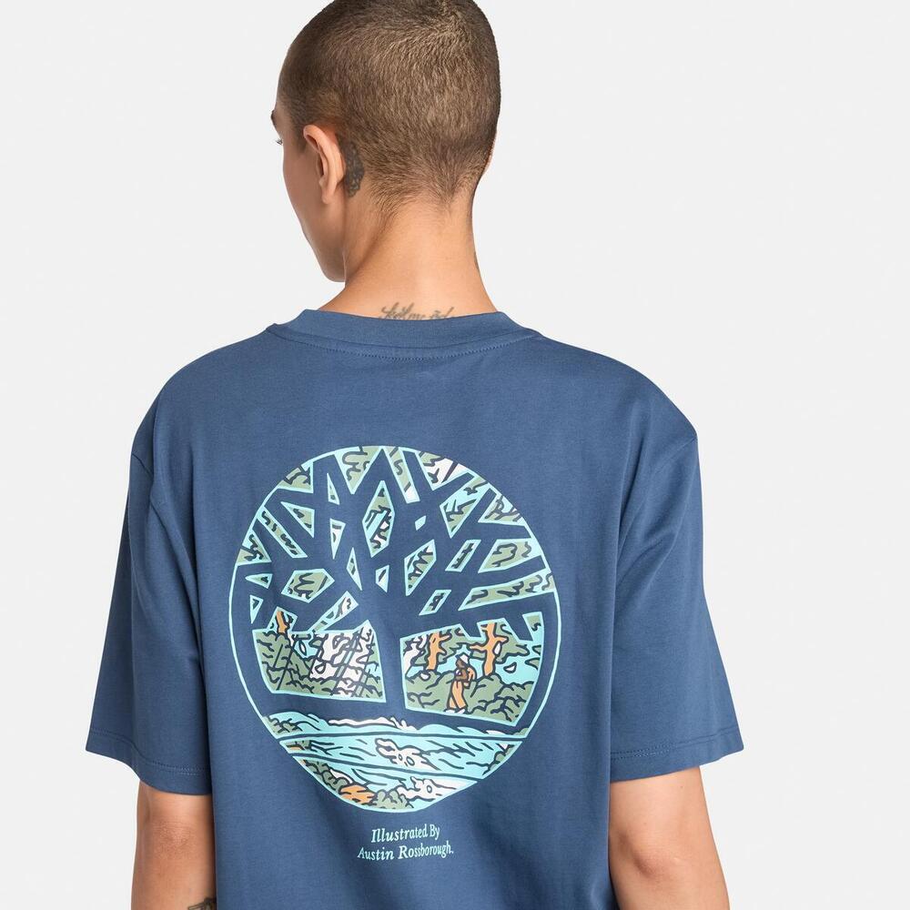 Illustrated Tree Logo Back Graphic T-Shirt For Men