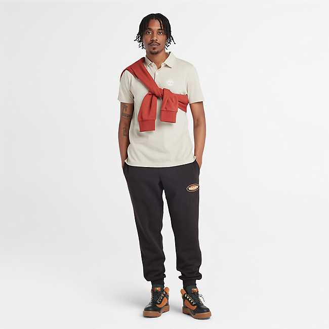 TIMBERLAND LOGO POLO WITH REFIBRA TECHNOLOGY FOR MEN IN BEIGE