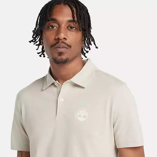 TIMBERLAND LOGO POLO WITH REFIBRA TECHNOLOGY FOR MEN IN BEIGE