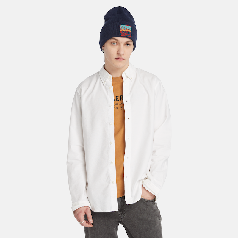 TIMBERLAND LONG SLEEVE OXFORD SHIRT FOR MEN IN WHITE