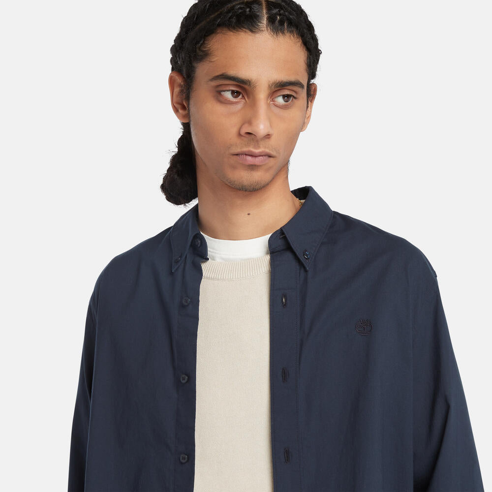 TIMBERLAND REGULAR FIT STRETCH POPLIN SHIRT FOR MEN IN NAVY